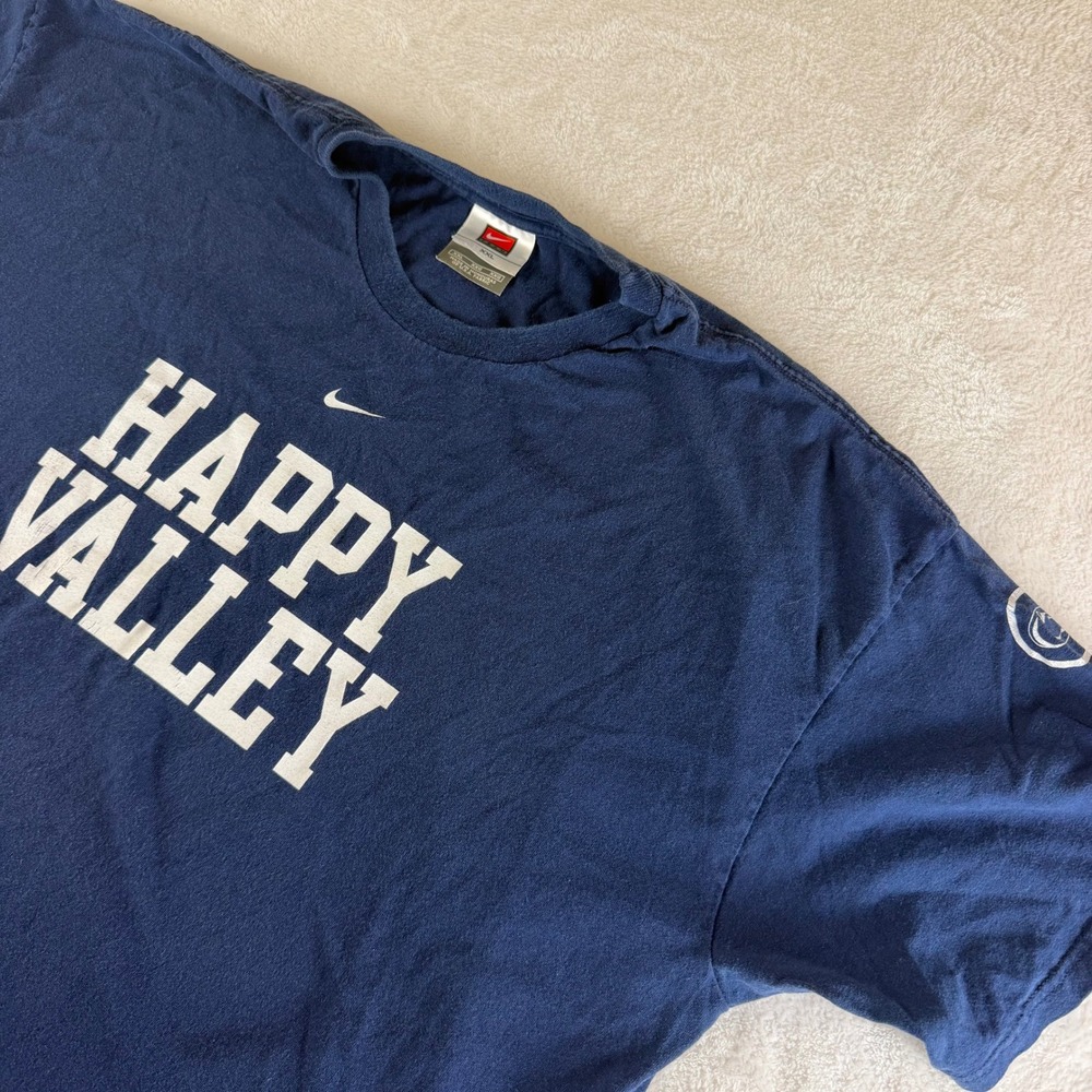 Nike T-Shirt Happy Valley Penn State Vintage Mens XXL Navy Blue NCAA Tee Y2K